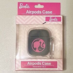Barbie - Airpods Case with Silver Clip - Generation 1 & 2 - Black & Hot Pink New